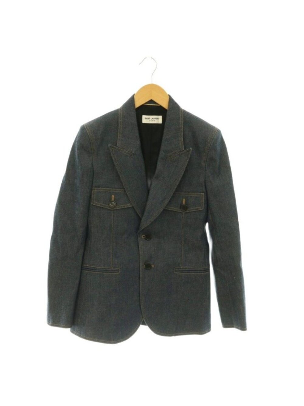 Saint Laurent Paris Denim Tailored Jacket Fully Lined Indigo